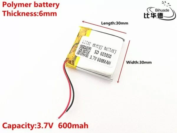 Batteria Lipo Ai Polimeri Di Litio 3,7V 600Mah 603030 Per RC