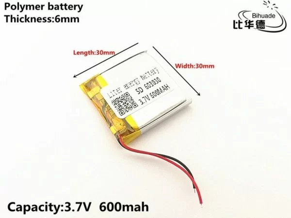 Batteria Lipo Ai Polimeri Di Litio 3,7V 600Mah 603030 Per RC