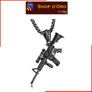 Collana Guerra Mitra Fucile M4 Fashion Nera Black Pendente