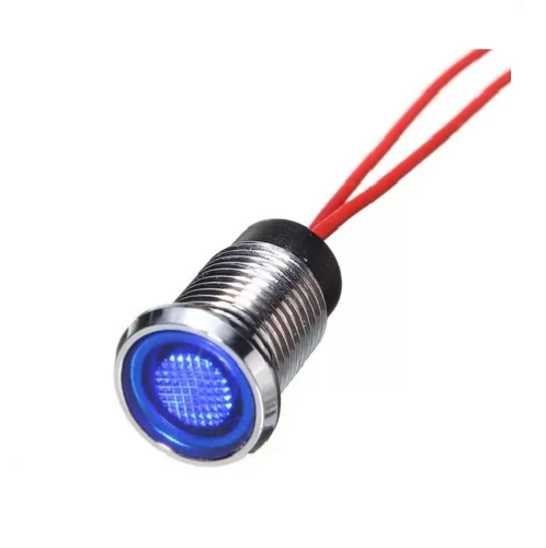 Spia Led Blu 12V Dc Metallo Conico 8Mm [Auto Moto Camper