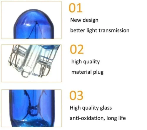 Lotto 10 Pezzi Lampade T10 W5W Colore Blue 5W Effetto Xenon