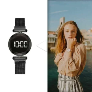 Orologio Polso Magnetico Da Donna Digitale Nero LED