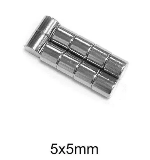 20 Magneti Forti 5X5 Mm Neodimio Permanente Rotondi Piccoli
