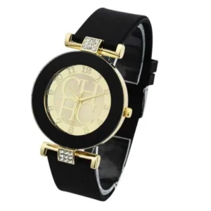 Orologio Donna Chhc Nero E Oro Con Strass Analogico Elegante