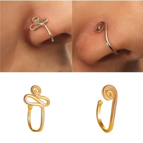 Piercing Naso Spirale Oro Falso Fake Nose Finto Dorato Clip
