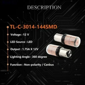 Lampadina Auto Ba15S P21W Canbus 144 Led 3014 Luce Retromarcia