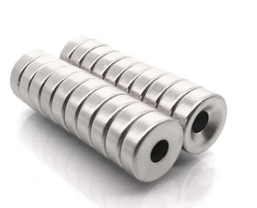 2 Pezzi Magneti Neodimio N35 Cilindro 15X5mm con foro da 5mm