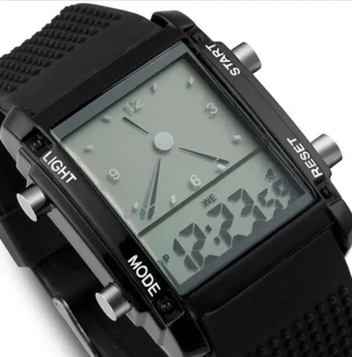 Orologio Unisex Digitale E Analogico Nero Dual Time Gomma