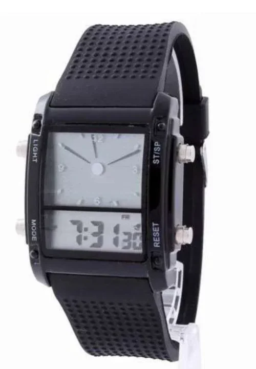 Orologio Unisex Digitale E Analogico Nero Dual Time Gomma