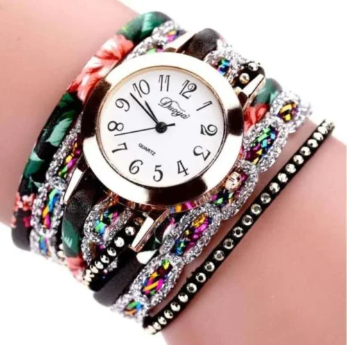 Orologio Bracciale Donna Floreale Casual Con Strass