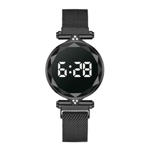 Orologio Polso Magnetico Da Donna Digitale Nero LED