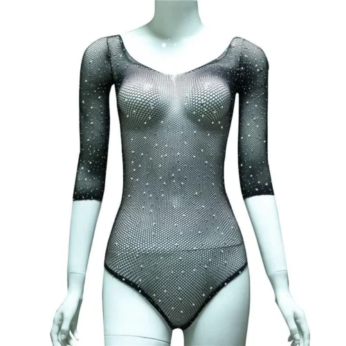 Body Bodino a Rete Sexy Lingerie Strass Glitterato Intimo