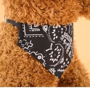 Collare Bavaglino Nero a Bandana per Cane e Gatto Sciarpa Collo