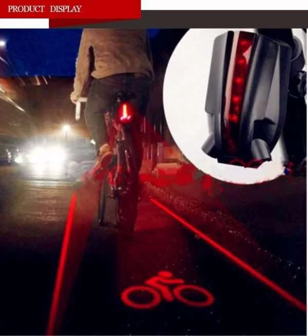 Stop Luce Posteriore Bicicletta Con Linee Riflettenti Laser 5 LED