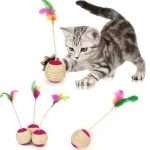 Giocattolo Gatto Ball con Piume e Spago per Unghie Pet Toy pallina