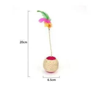 Giocattolo Gatto Ball con Piume e Spago per Unghie Pet Toy pallina