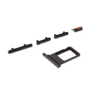 Lotto 5 Pezzi Set Tasti Volume Accensione Muto Compatibili per iPhone 11 Nero