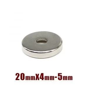 2 Pezzi Magneti al Neodimio NdFeB Rotondi Cilindrici 20x4mm con Foro da 5mm