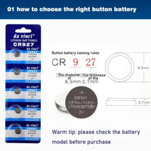 Batteria a Bottone CR927 927 DL927 BR927 3V Lotto 10 Pezzi