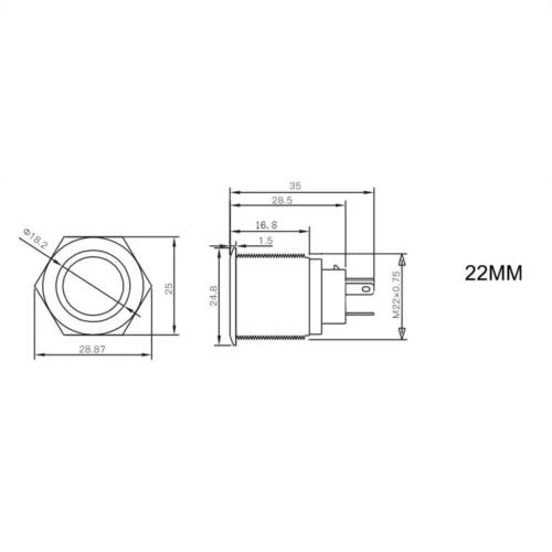 PULSANTE 22mm IN ACCIAIO INOX CON TESTO INCISO ENGINE START