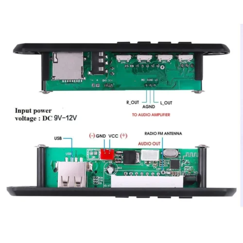 Lettore MP3 Mini per Auto Bluetooth 5.0 USB AUX 3.5mm FM