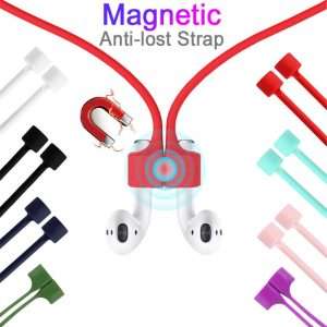 Corda Magnetica BIANCA in Silicone Compatibile per Apple AirPods 2 e 1 Anti Perdita per Cuffie