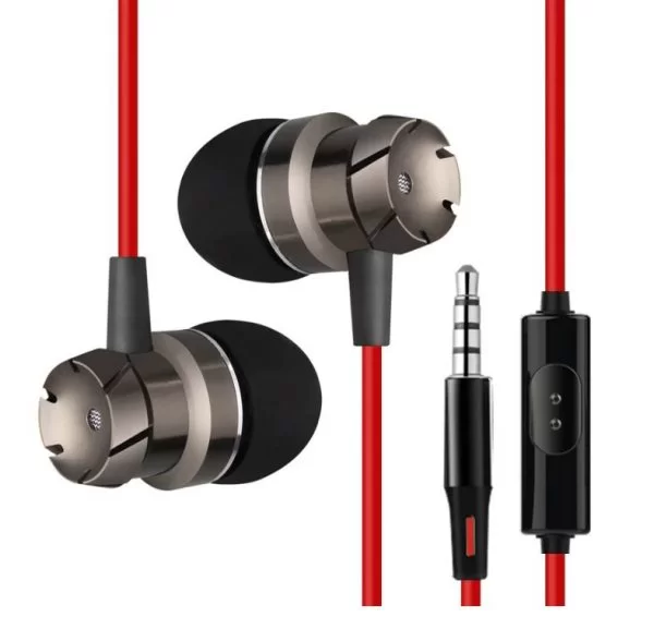 Auricolari In-Ear Cablati con Cancellazione Del Rumore 3.5mm Stereo Rosso e Nero