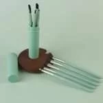 Set di Pennelli 5 Pezzi Trucco Professionale da Viaggio Ombretto Eyeliner Sopracciglia