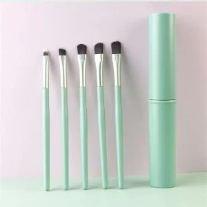 Set di Pennelli 5 Pezzi Trucco Professionale da Viaggio Ombretto Eyeliner Sopracciglia