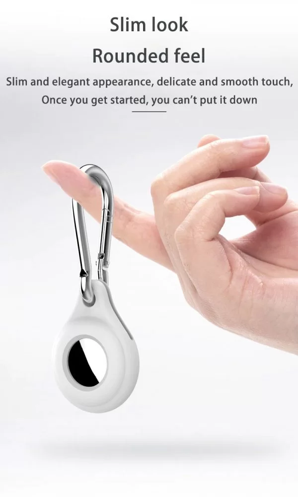 Cover Protettiva in Silicone per AirTags Apple Portachiavi per Cane Anti Smarrimento BIANCO