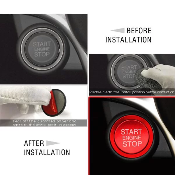 Start Stop Bottone Anello Sticker Alfa Romeo Mito 147 156 Giulietta Stelvio ROSSO