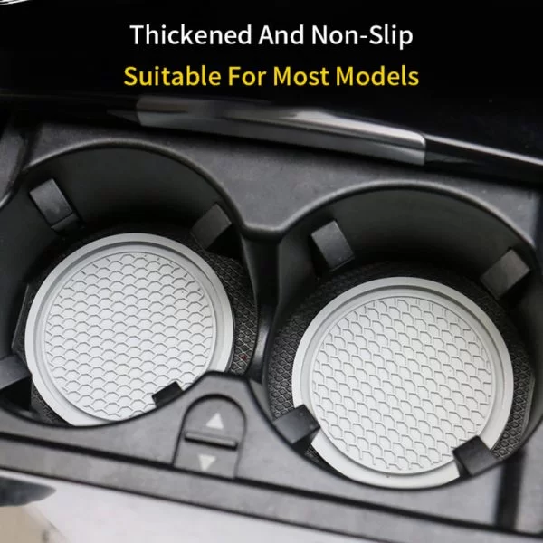 Sottobicchieri per Auto in PVC Inserto Antiscivolo in Gomma Tappetino NERO