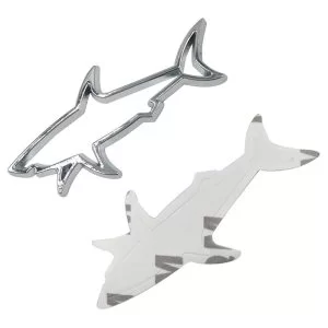 Adesivo Auto 3D Cromato Metallizzato Squalo 7.8x3.8cm Shark Carcharias