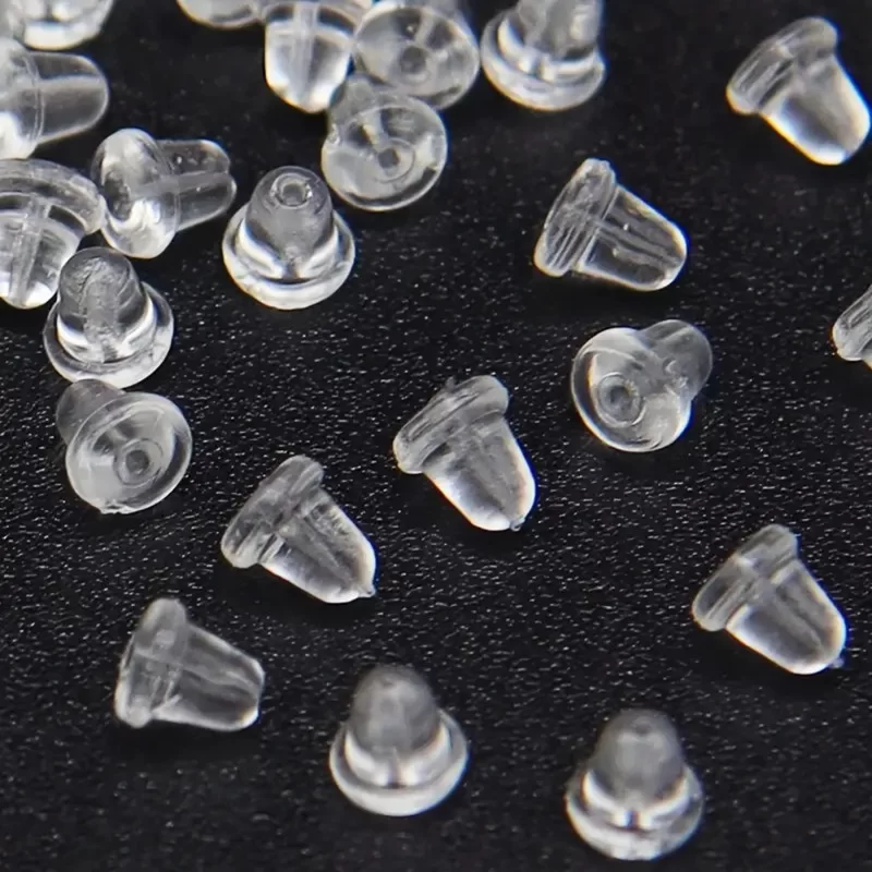 100 pezzi Cuscinetti Posteriori Gomma per Orecchini gancio 4x5mm