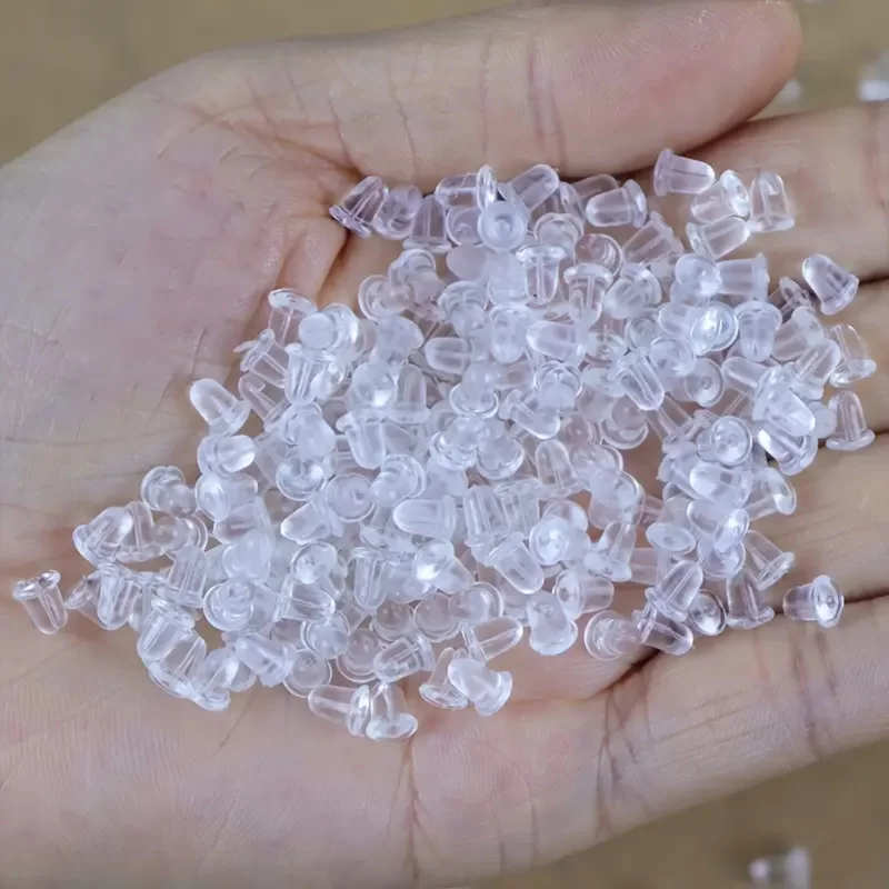 100 pezzi Cuscinetti Posteriori Gomma per Orecchini gancio 4x5mm