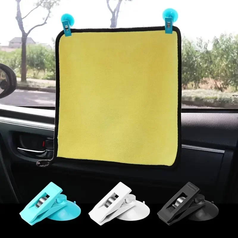 2 Pezzi Clip A Ventosa Portatili Per Auto Per Tenda Parasole Sole BIANCHI