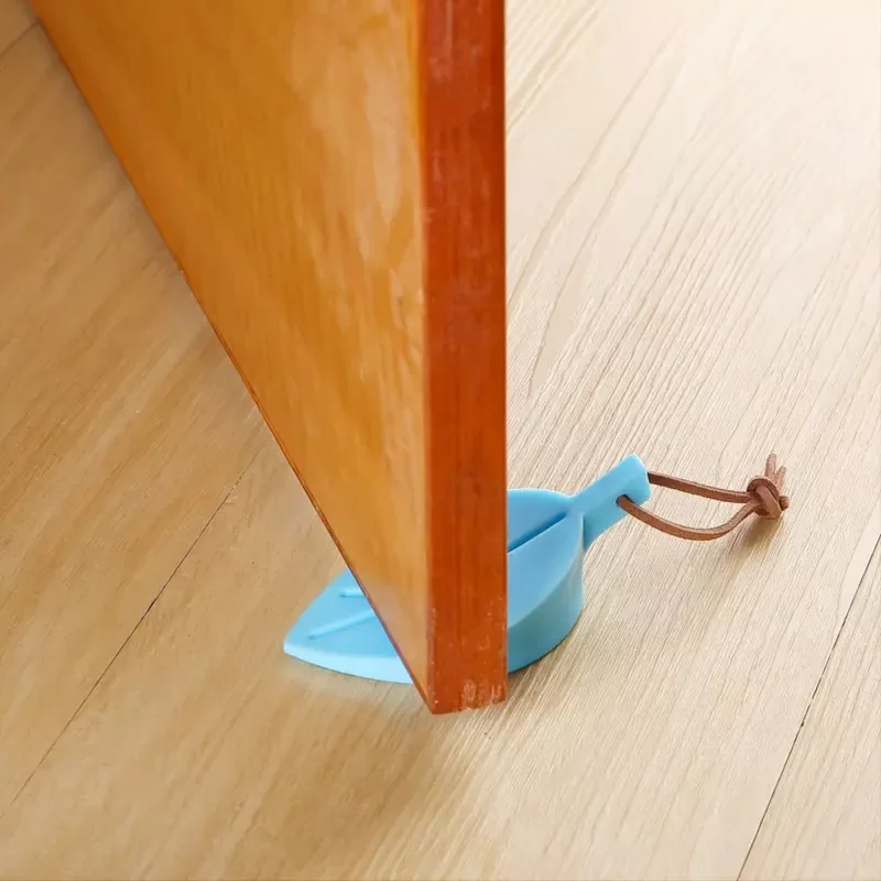 Pezzo Di Fermaporta A Forma Di Foglia Di Gomma Per Porta Azzurro