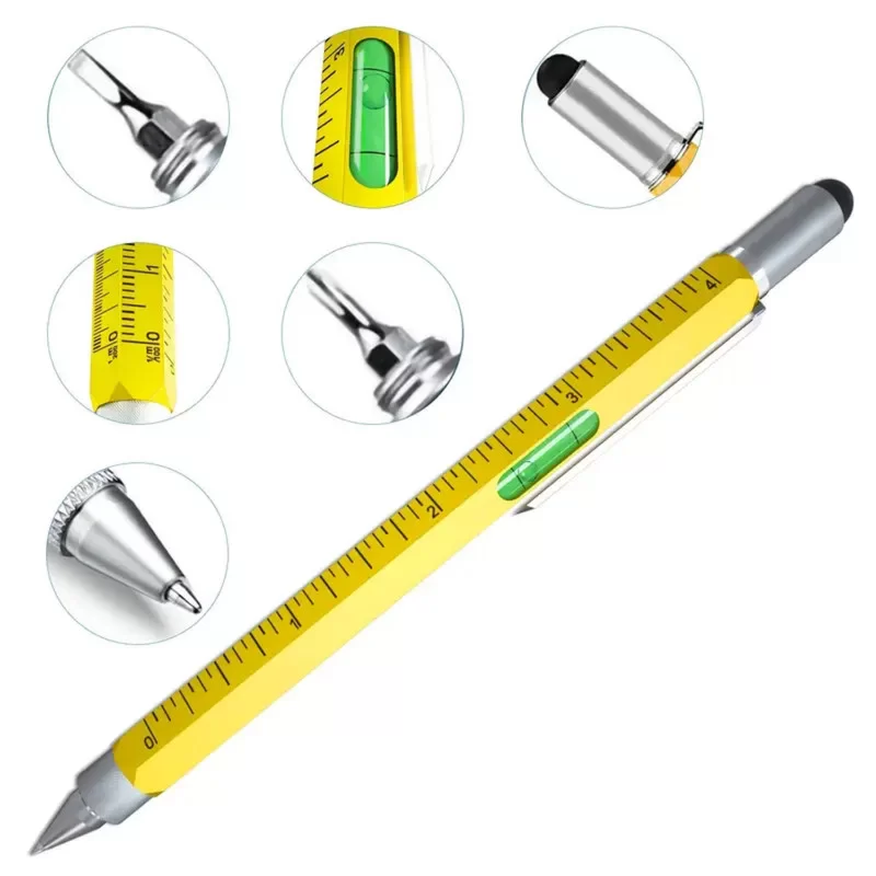 Penna 6-in-1 Multi-Tool Livella Righello Intagliatrice Pen Cutter