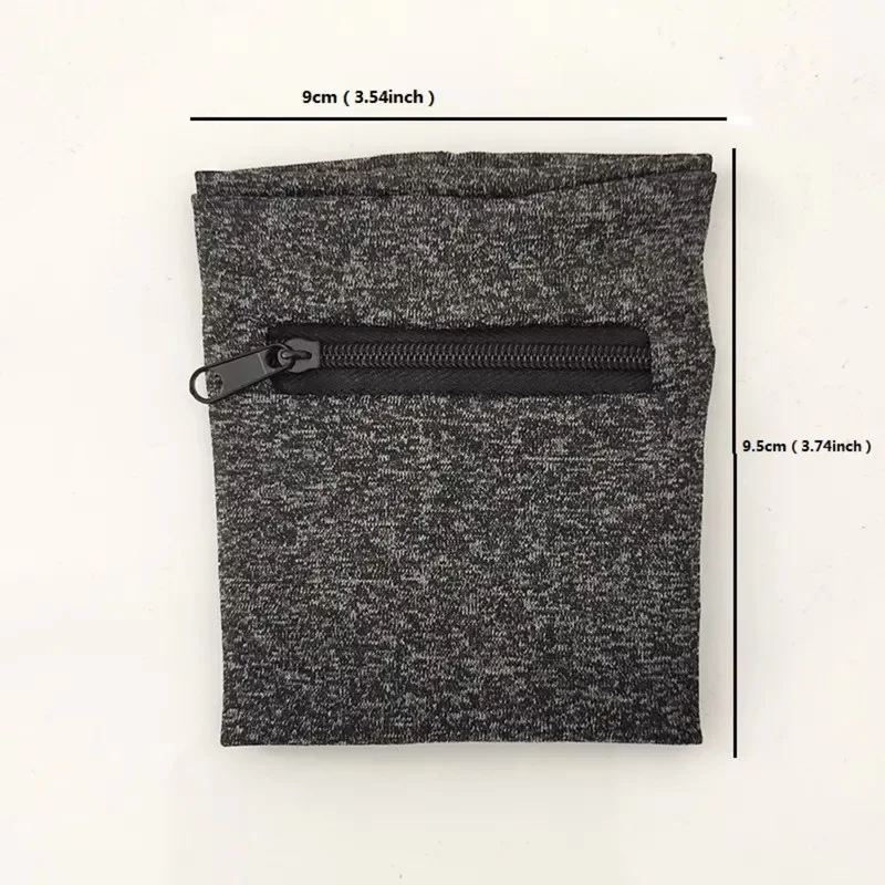 Polsiera Portafoglio Pouch con Zip Unisex per Ciclismo Palestra Grigio