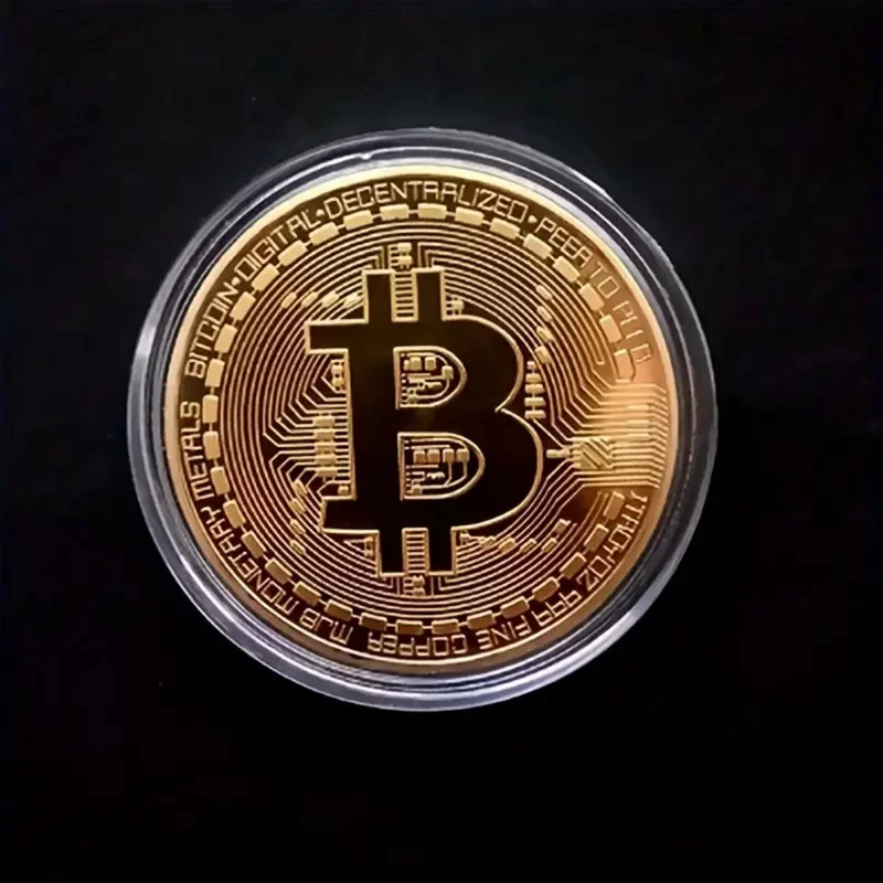 Bitcoin Commemorativo Tondo Collezionista Placcata Oro con Box