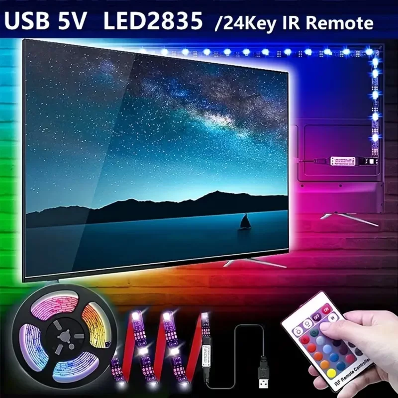 Barra Luminosa A LED Adesiva 60 Luci 2 Metri RGB 2835 Con Telecomando