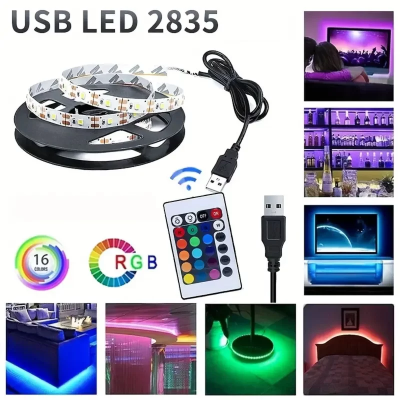 Barra Luminosa A LED Adesiva 60 Luci 2 Metri RGB 2835 Con Telecomando