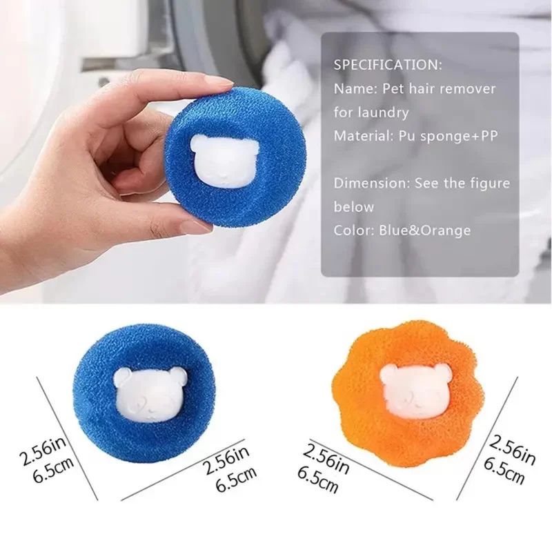 Lotto 3 Pezzi Blue Palline Rimozione Peli Cane Gatto Bucato Riutilizzabili