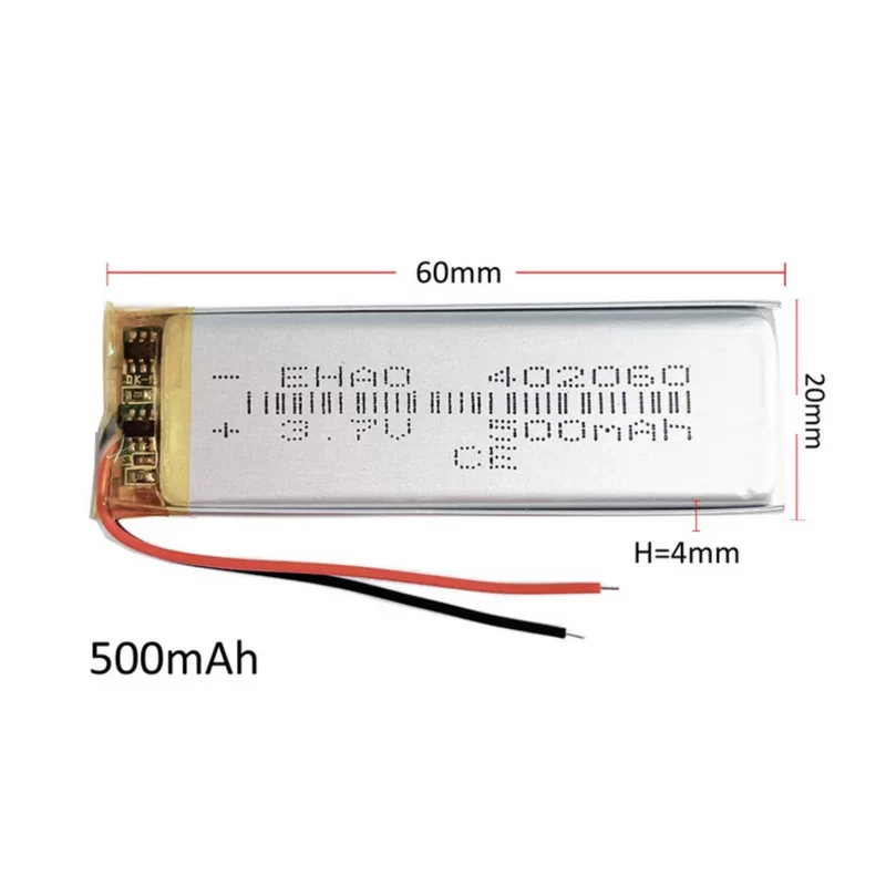 Batteria 402060 3,7V 500mAh Ricaricabile LiPo Polimeri Litio