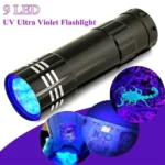 Luce MINI TORCIA UV ultra violetta 9 LED controllo banconote