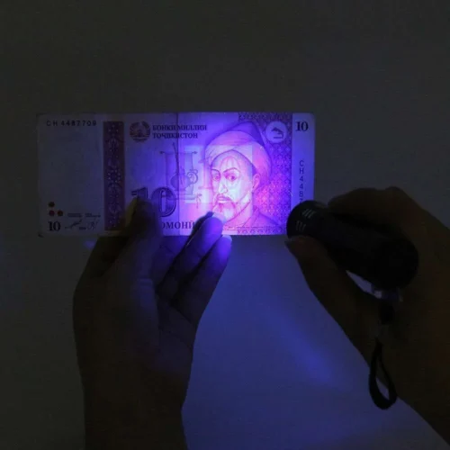 Luce MINI TORCIA UV ultra violetta 9 LED controllo banconote