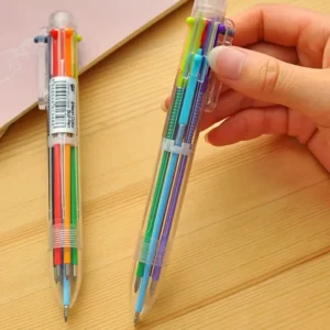 Penna A Sfera Retrattile 6-In-1 Trasparente Multicolore Ufficio Scuola