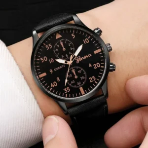 Orologio Uomo Donna Geneva Analogico Quarzo Ecopelle Dorato