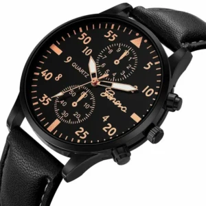 Orologio Uomo Donna Geneva Analogico Quarzo Ecopelle Dorato