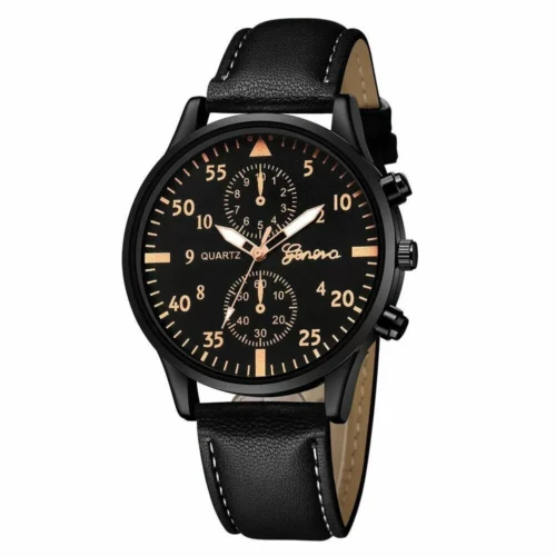 Orologio Uomo Donna Geneva Analogico Quarzo Ecopelle Dorato